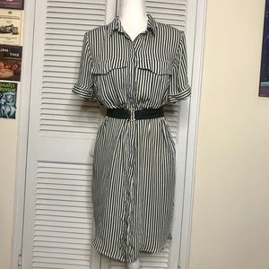 NWOT H&M black and white stripe shirt dress